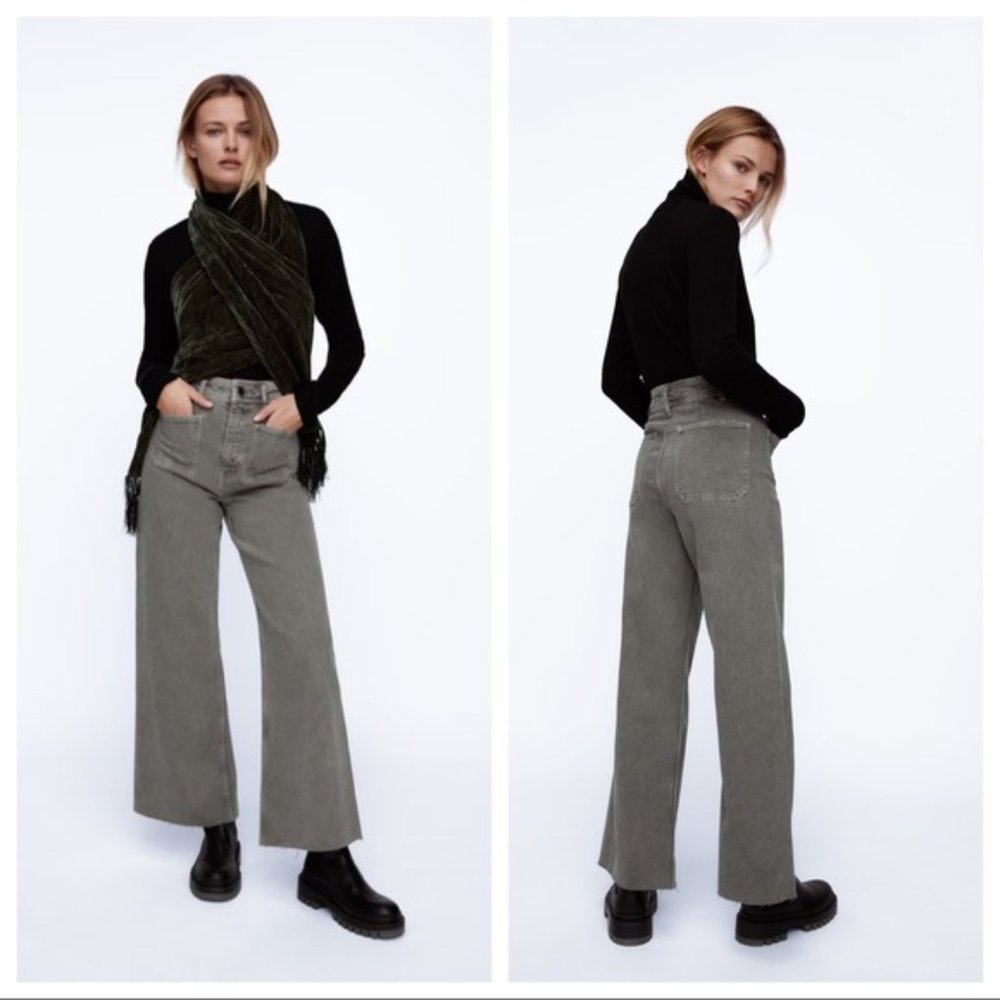 ZARA | Patch Pocket Marine Straight Jeans in Gray